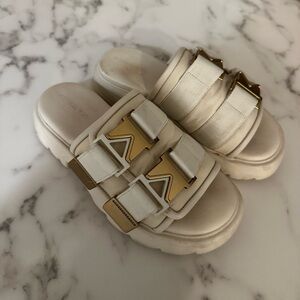 Bottega Veneta nylon leather slide